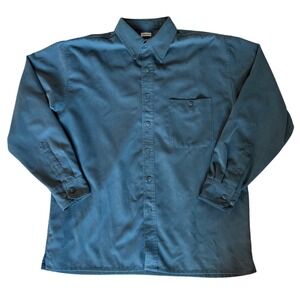 Untied Mens Sueded Polyester Button Down Shirt Teal Blue Large RN 97565